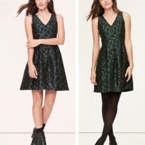 LOFT Dark Green/Black Animal Print Christmas size 2 petite 2P NWOT